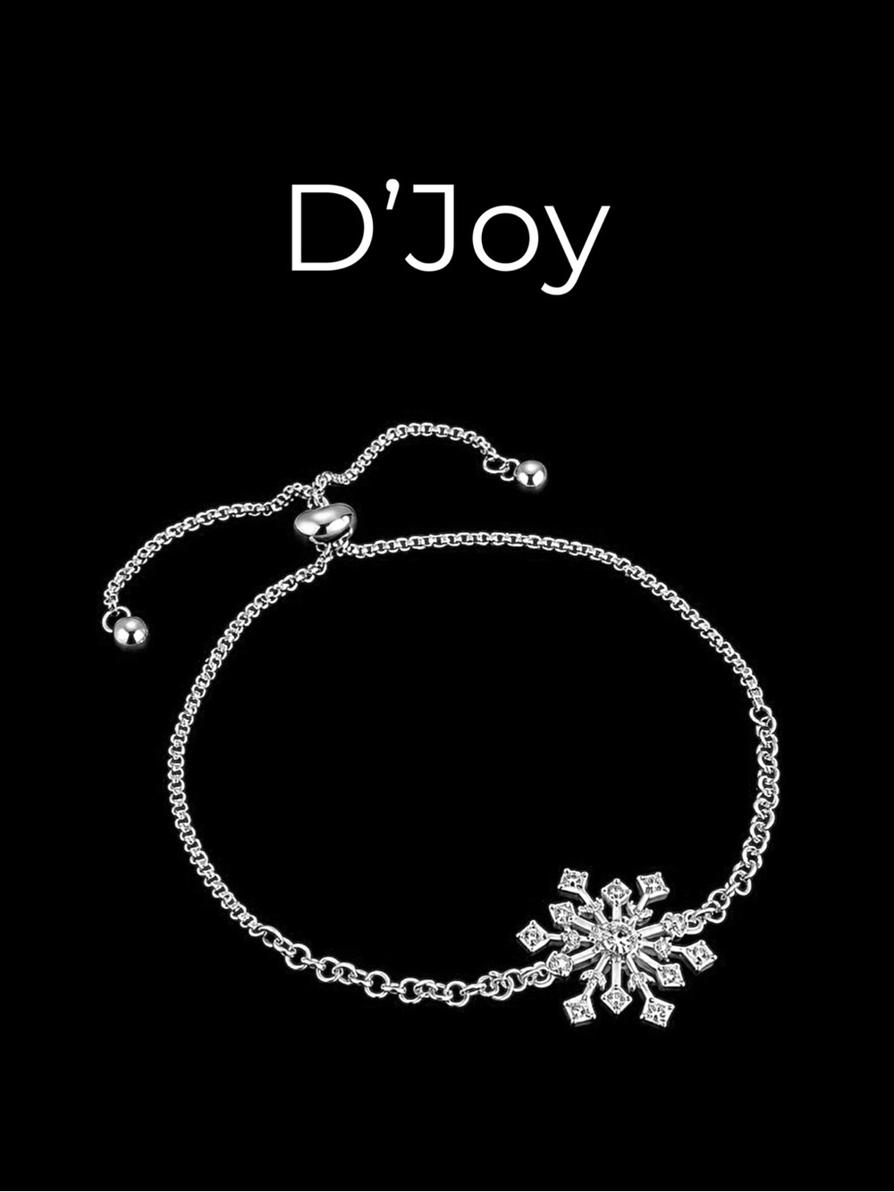 D’Joy Sterling Silver Snowflake Bolo Bracelet
